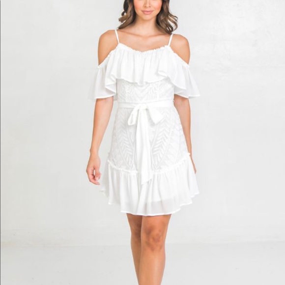 Flying Tomato White Off-Shoulder Dress - Picture 15 of 16